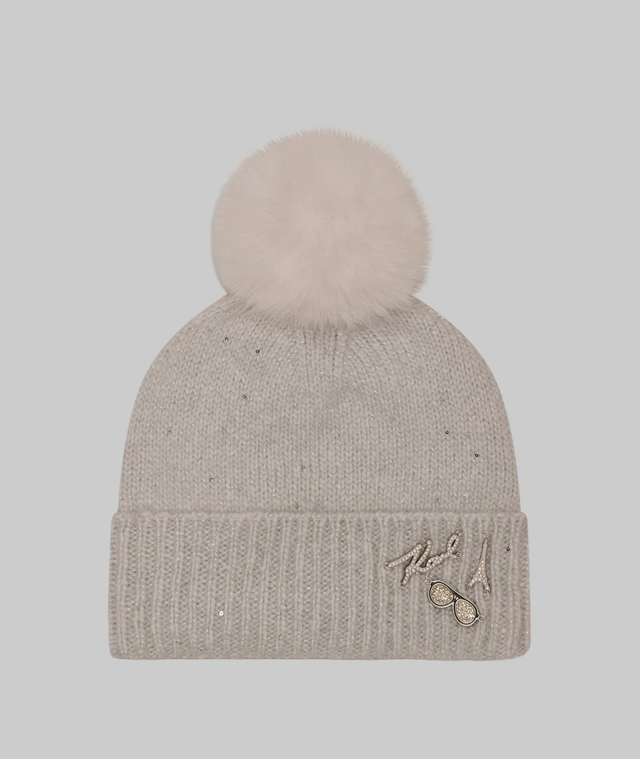 SEQUIN FAUX FUR POM HAT