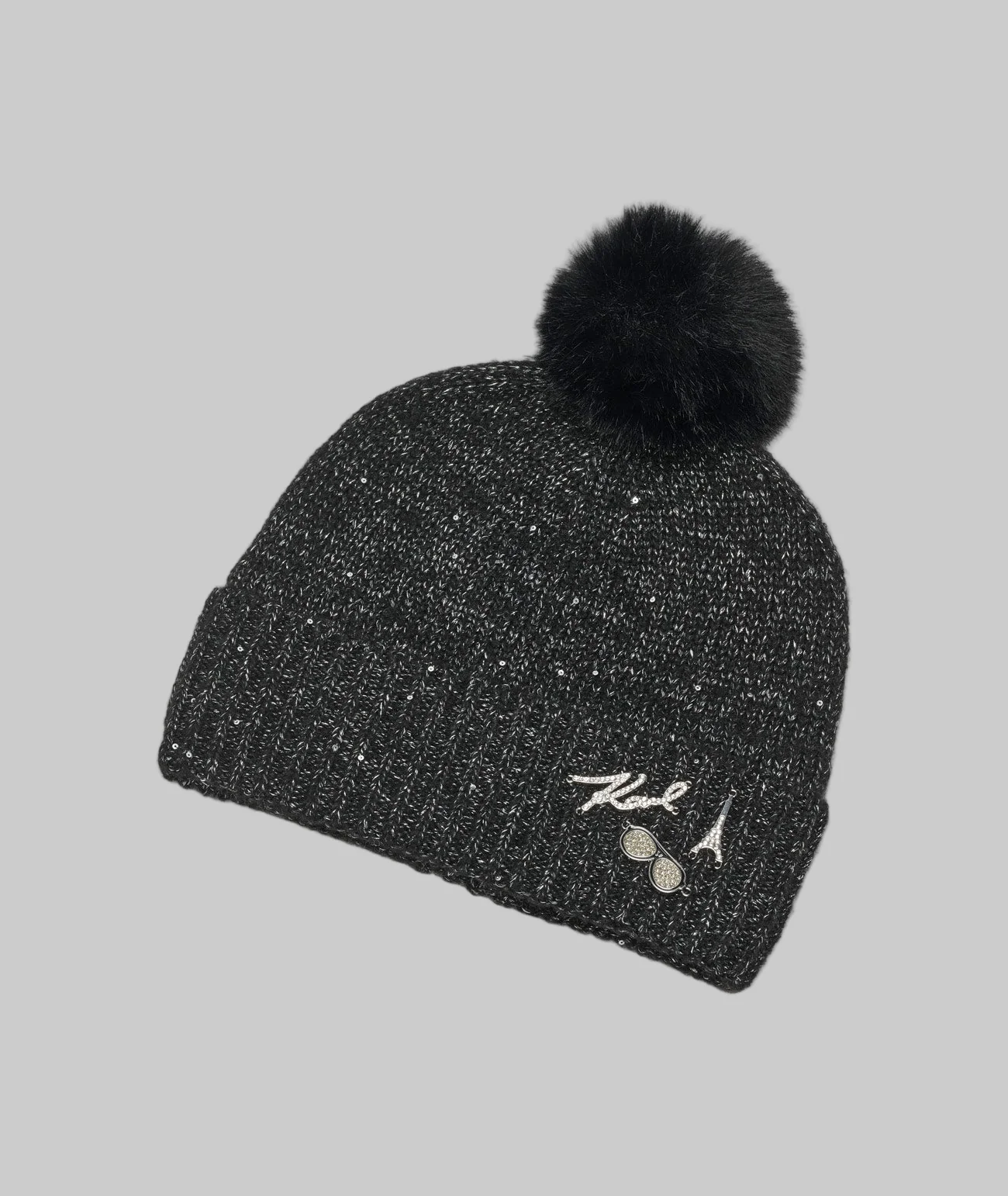 117-sequin-faux-fur-pom-hat-1.webp SEQUIN FAUX FUR POM HAT