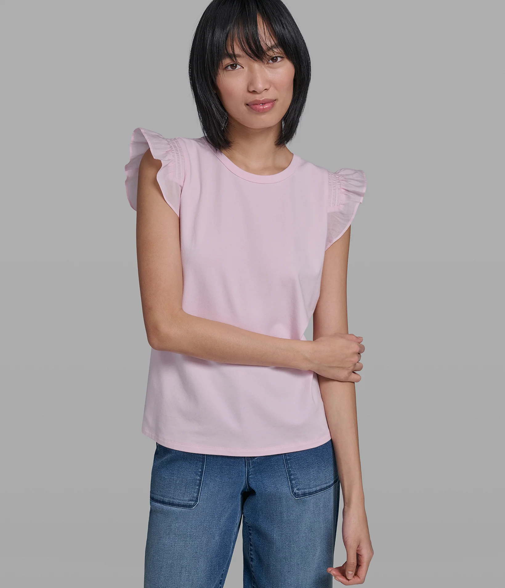 COTTON AND MODAL RUFFLE TANK
