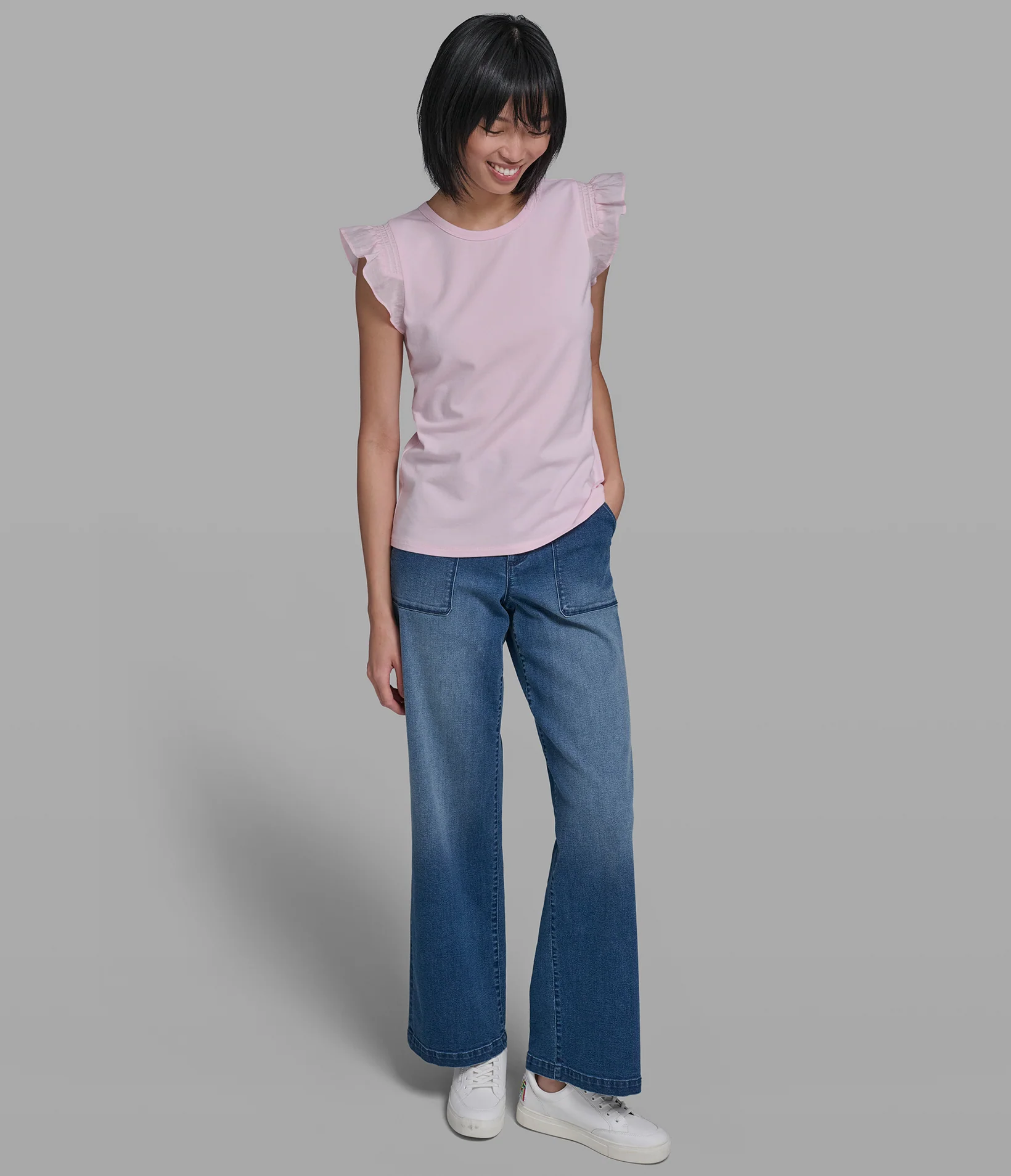 COTTON AND MODAL RUFFLE TANK