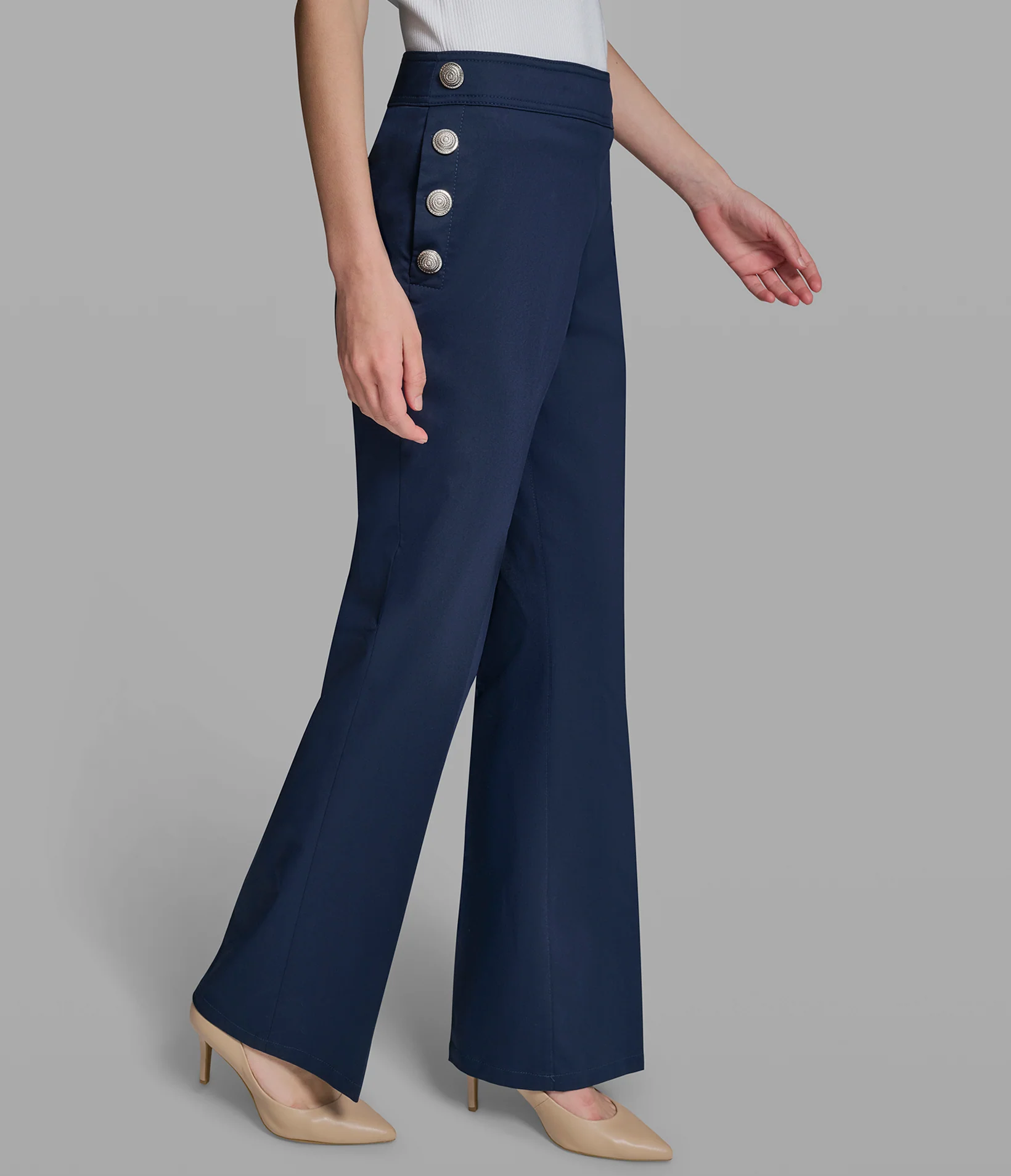 SAILOR BUTTON FLARE LEG PANT