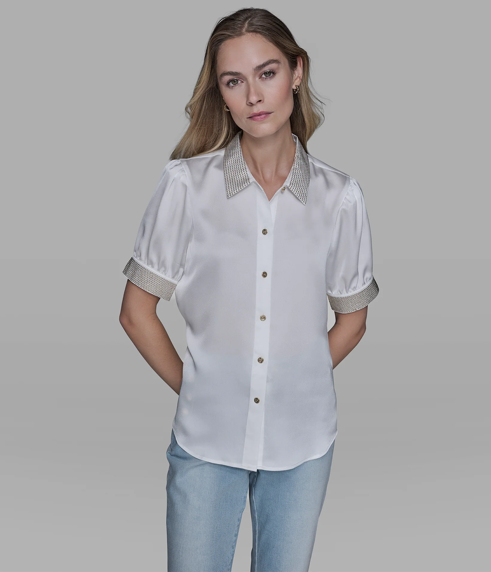 SATIN STUD SHIRT