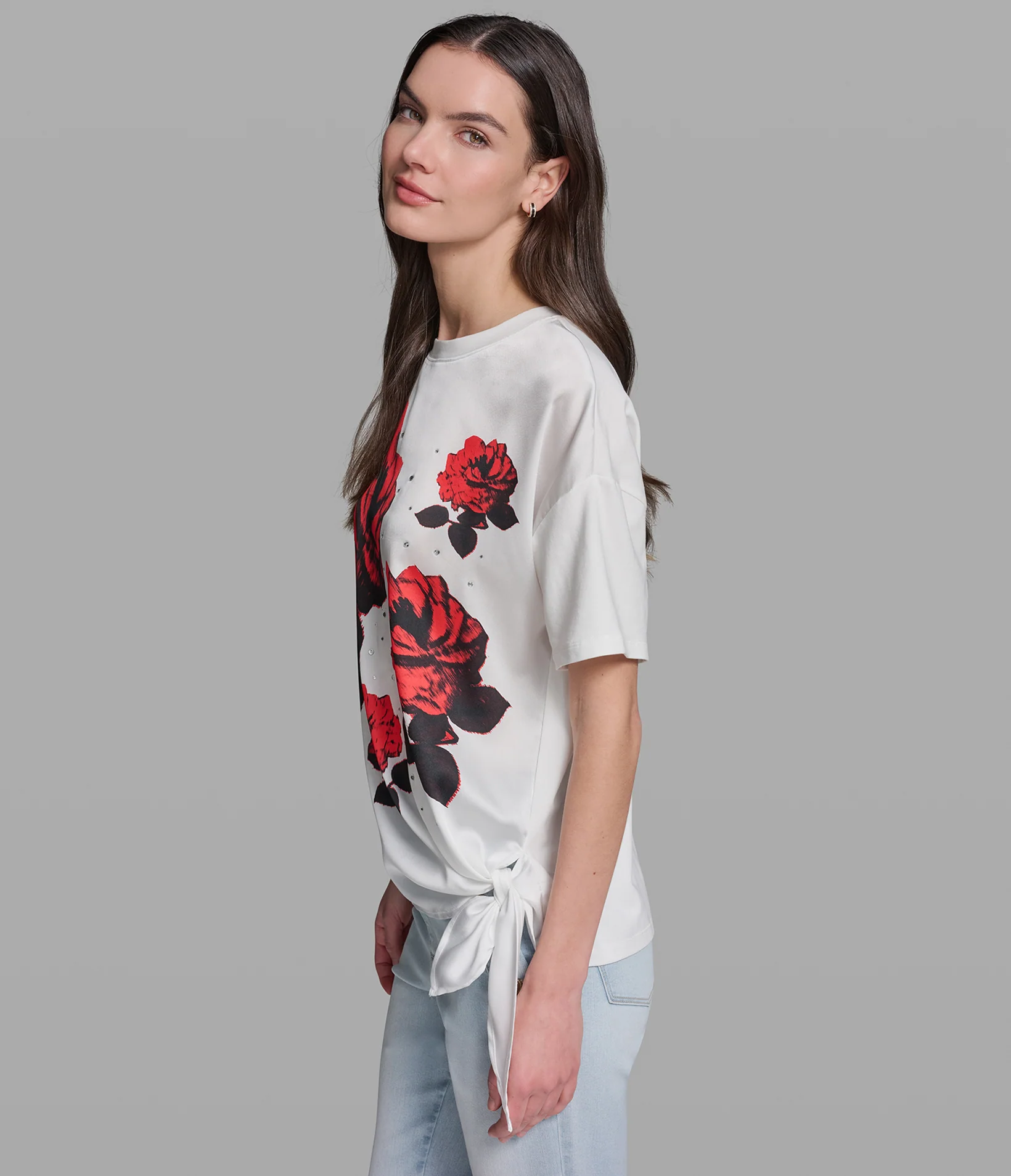 ROSE PRINT TOP WITH TIE