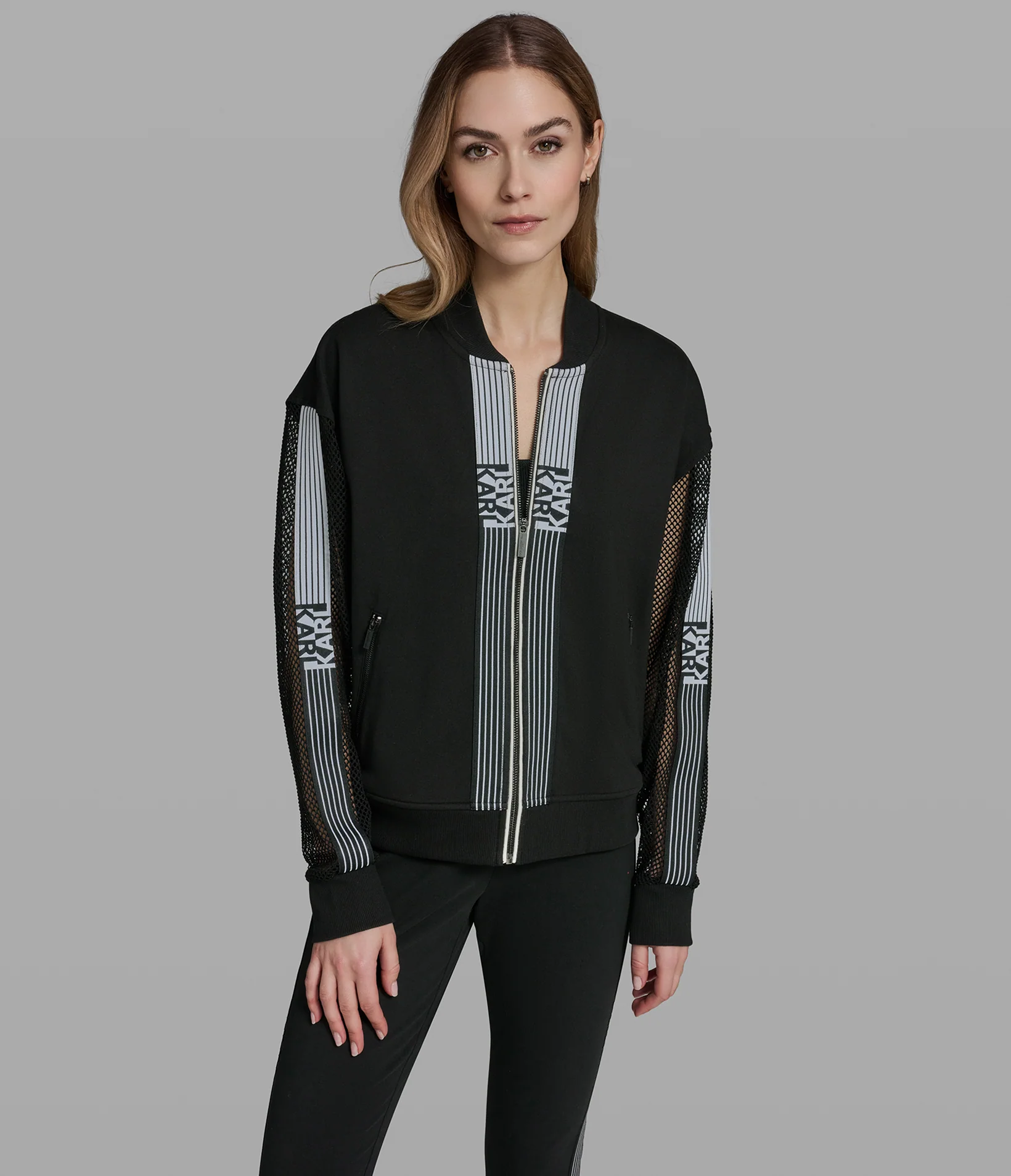 LOGO STRIPE MESH TRACK JACKET