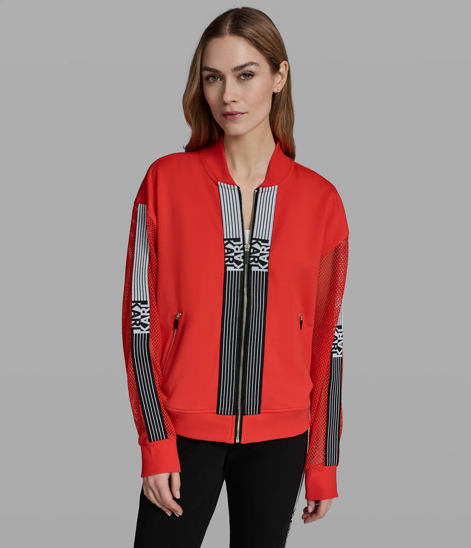 LOGO STRIPE MESH TRACK JACKET
