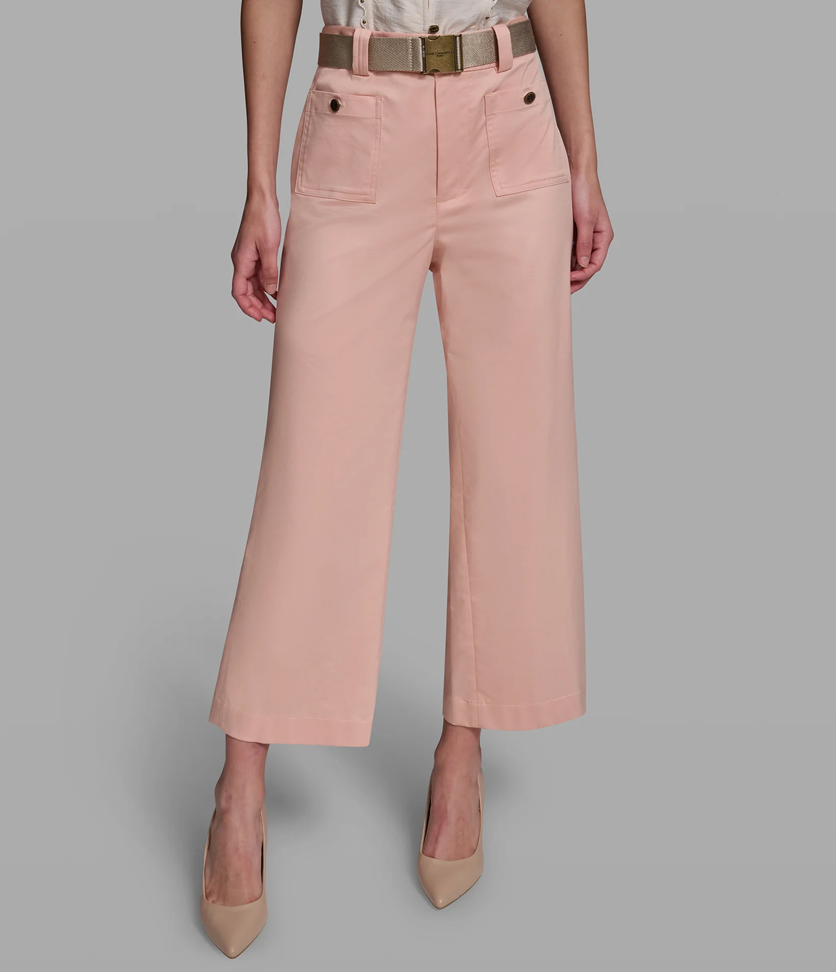 BELTED CROPPED WIDE-LEG PANT