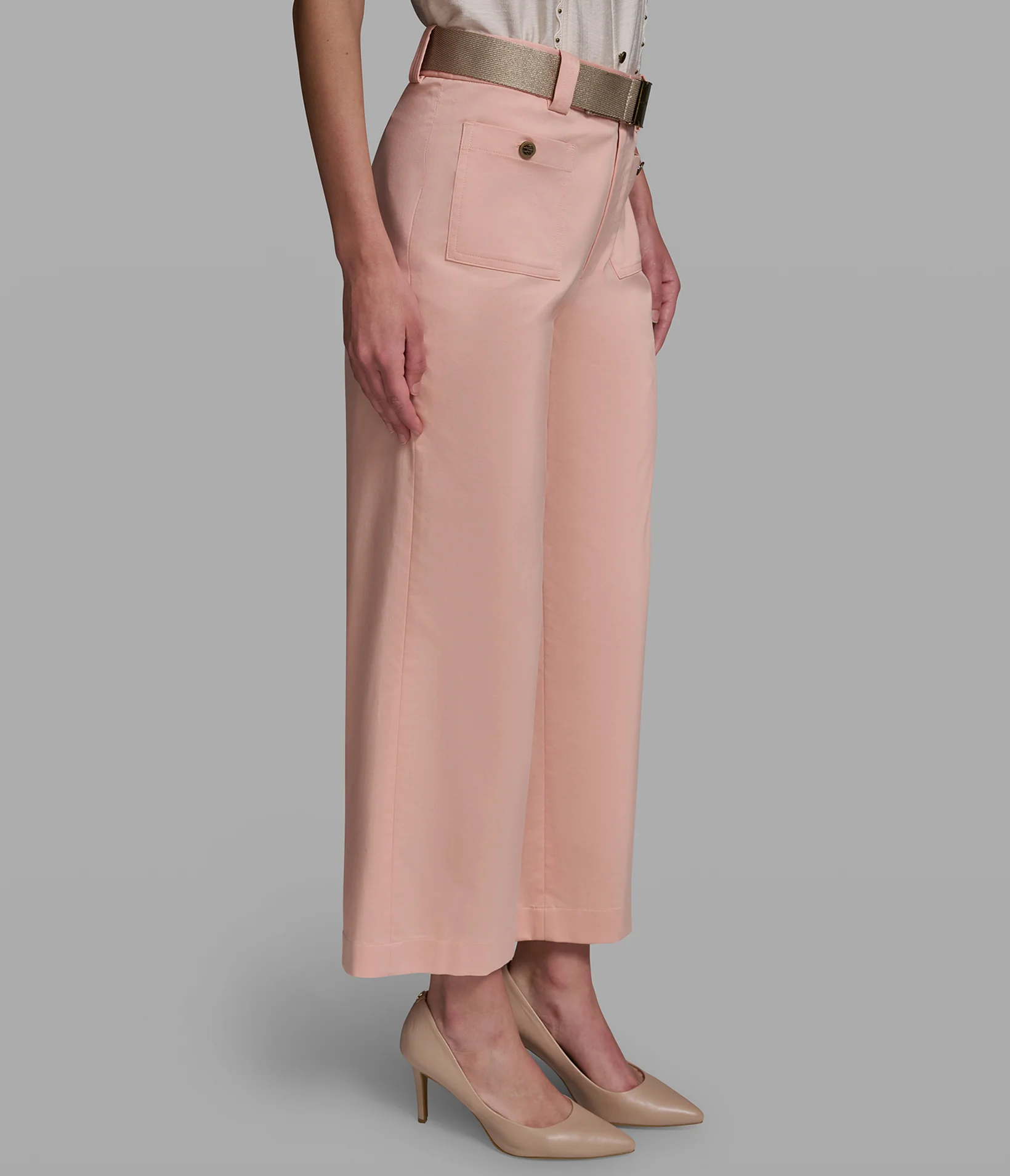 BELTED CROPPED WIDE-LEG PANT