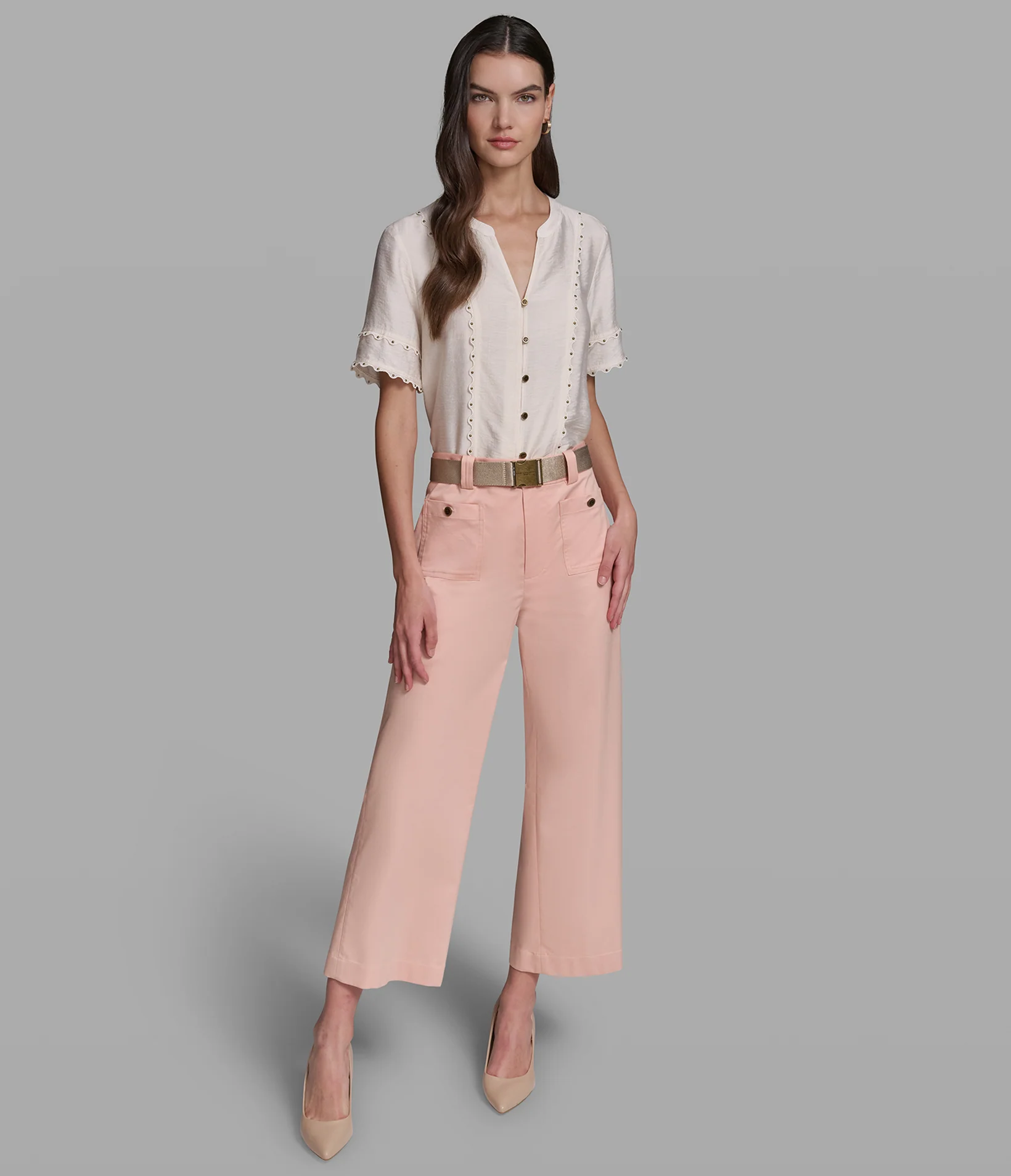 BELTED CROPPED WIDE-LEG PANT