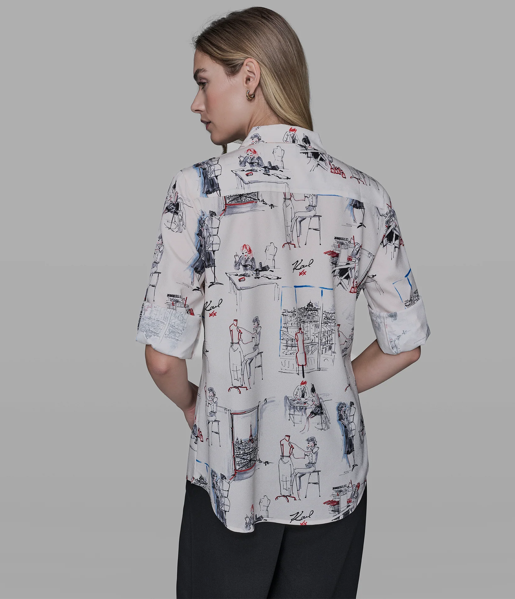 PARIS SKETCH PRINT BLOUSE