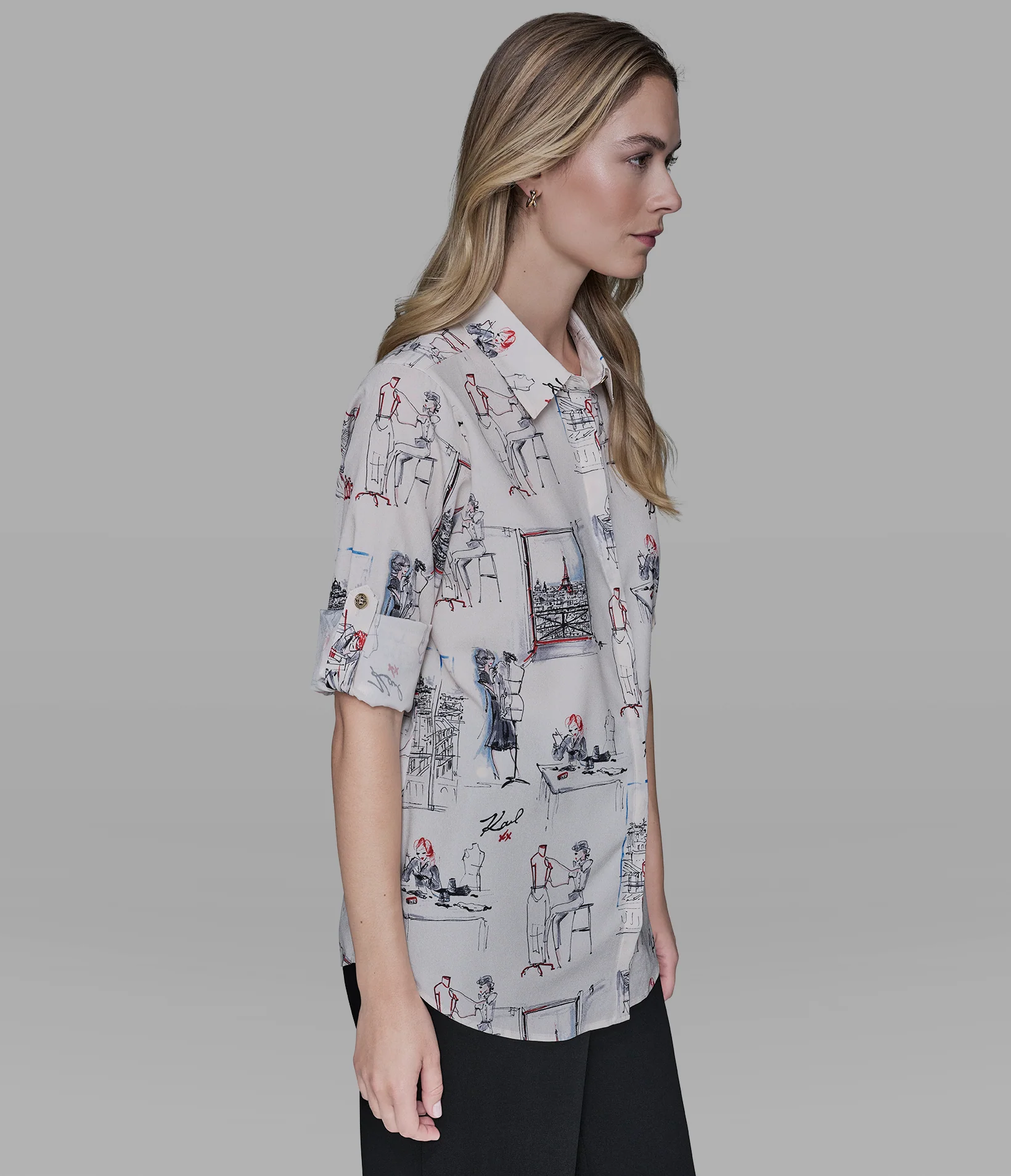PARIS SKETCH PRINT BLOUSE