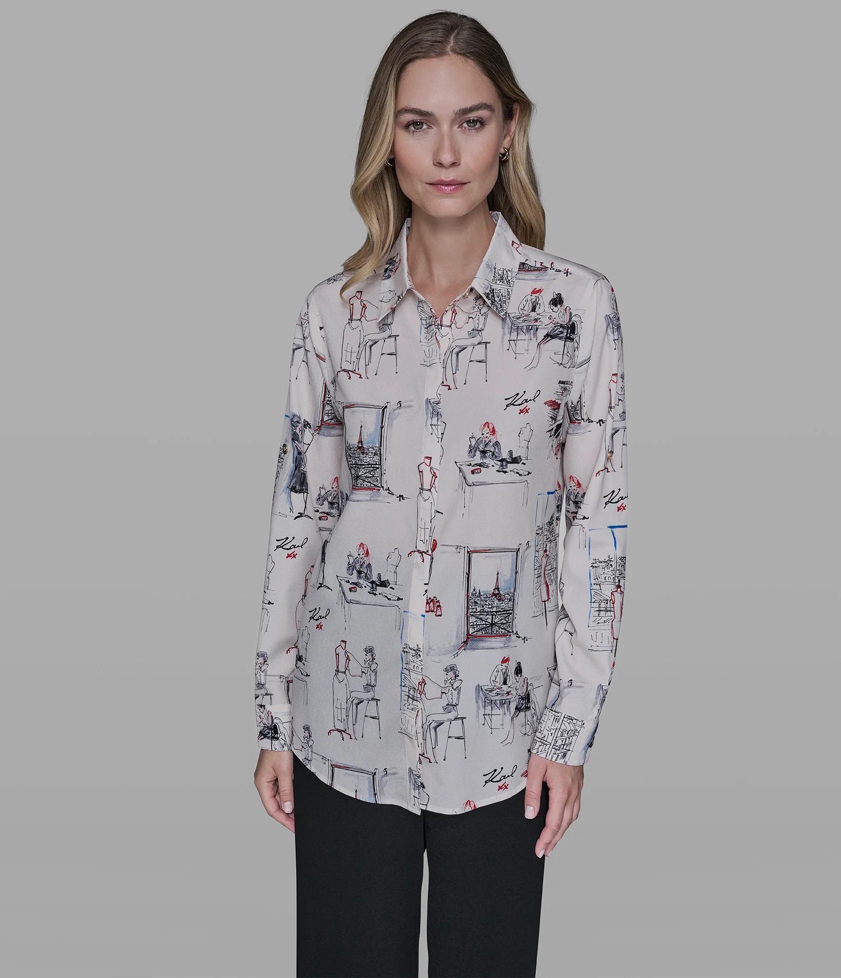 PARIS SKETCH PRINT BLOUSE