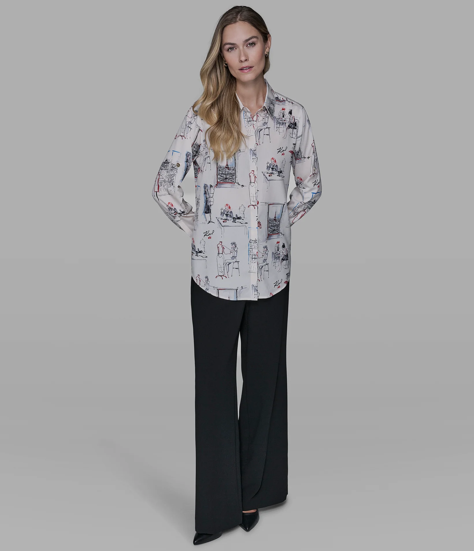 PARIS SKETCH PRINT BLOUSE