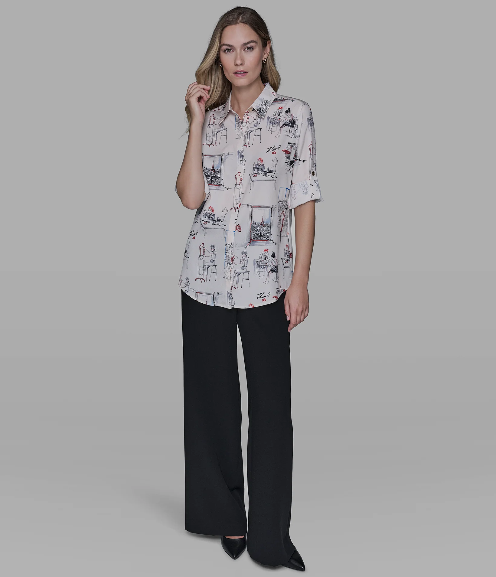 PARIS SKETCH PRINT BLOUSE