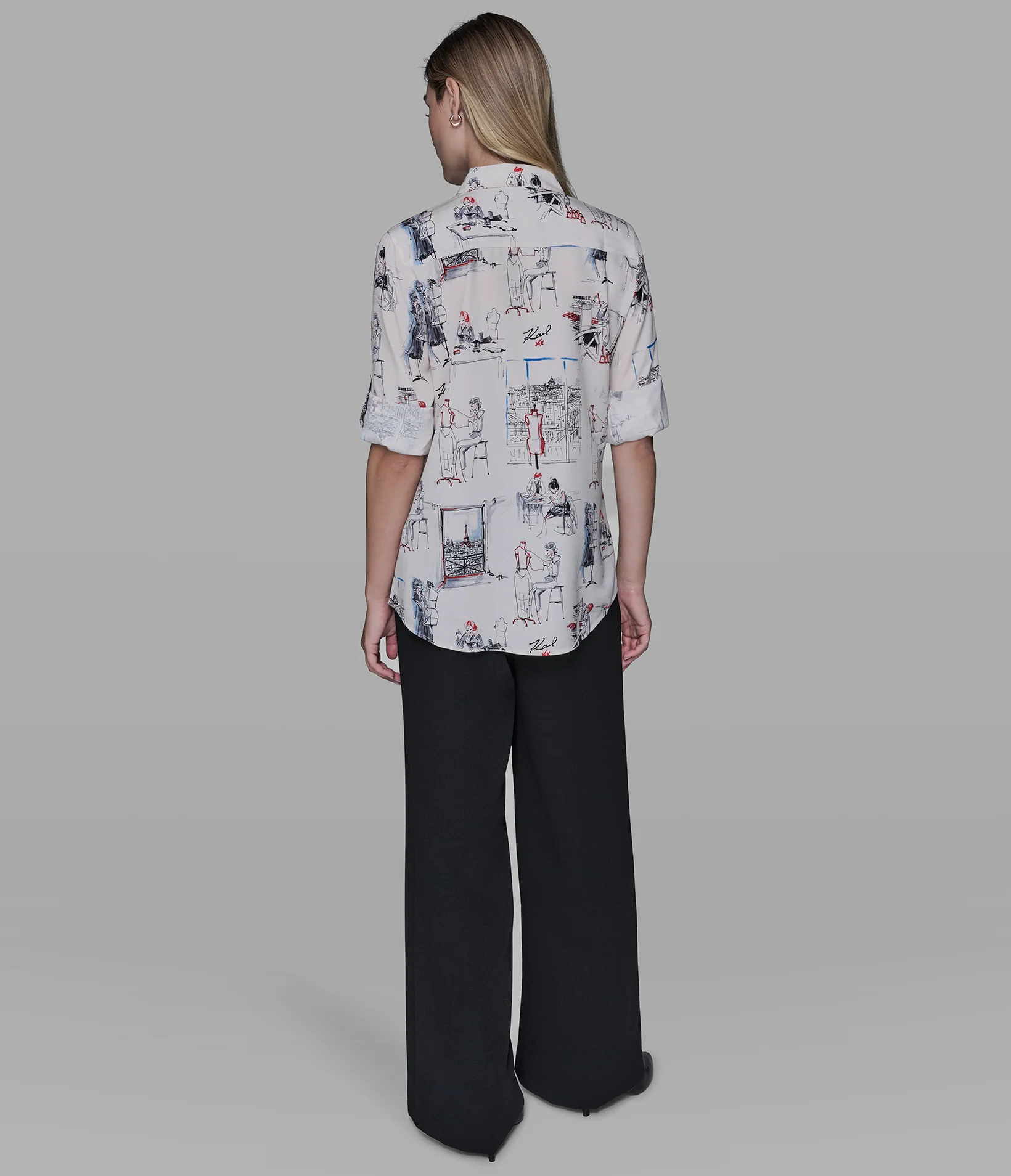 PARIS SKETCH PRINT BLOUSE