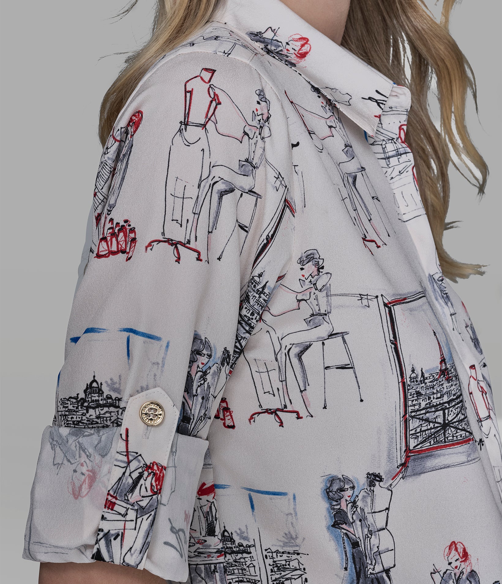 PARIS SKETCH PRINT BLOUSE
