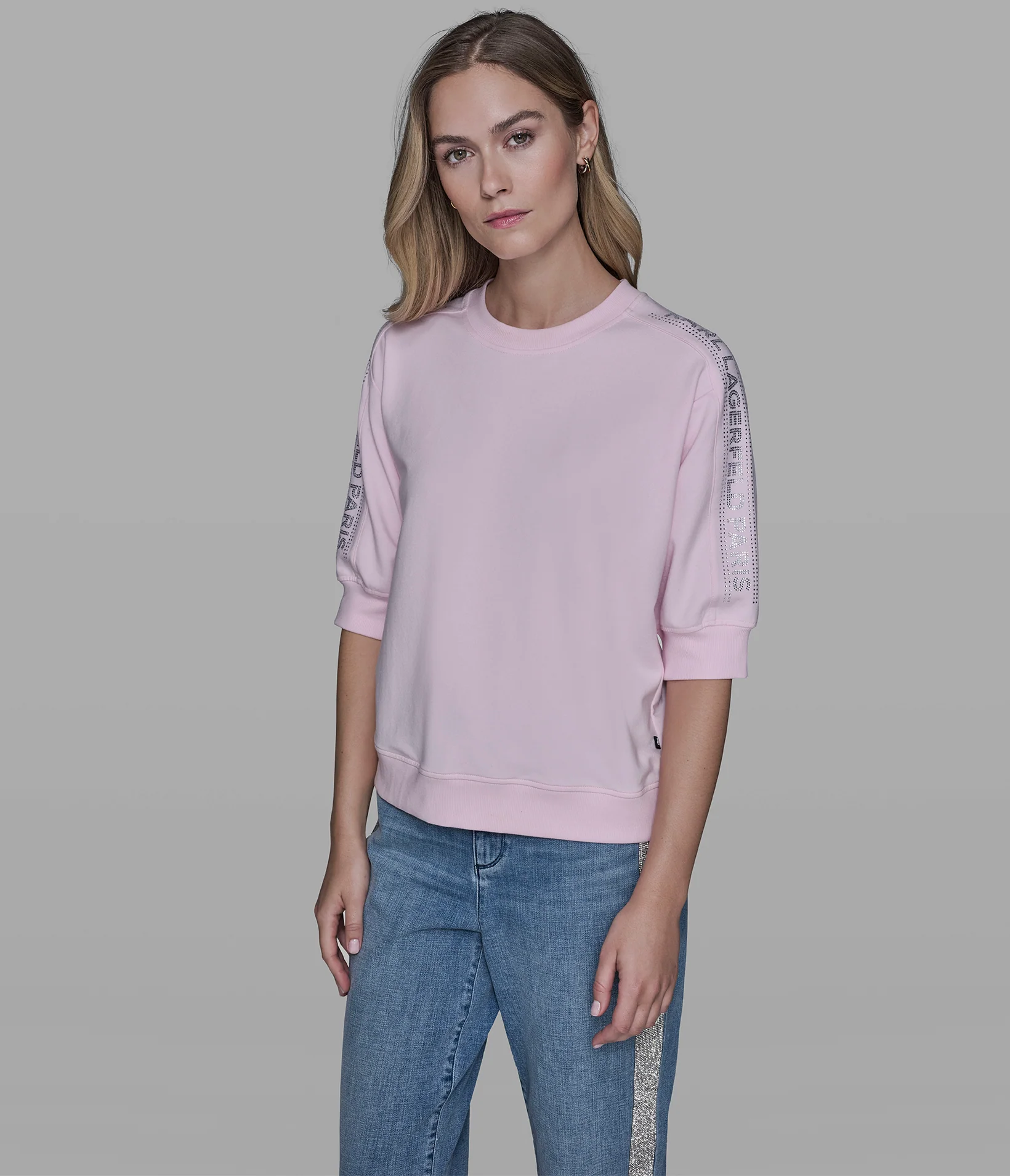 COTTON AND MODAL LOGO TRIM SWEATSHIRT