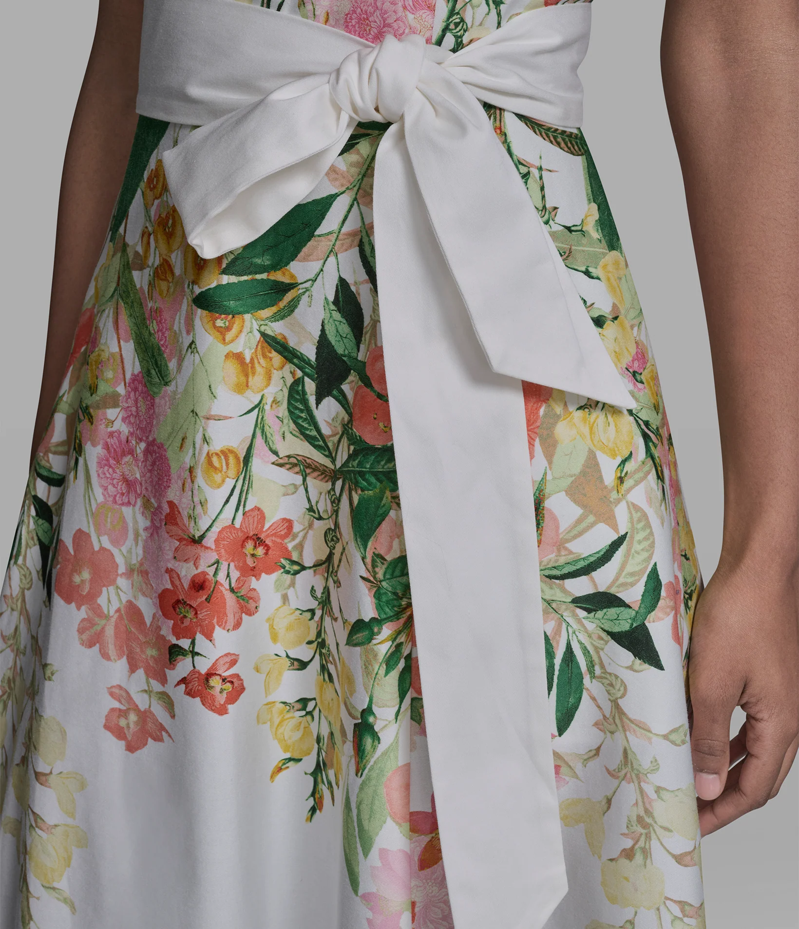 STRETCH-COTTON FLORAL MIDI DRESS