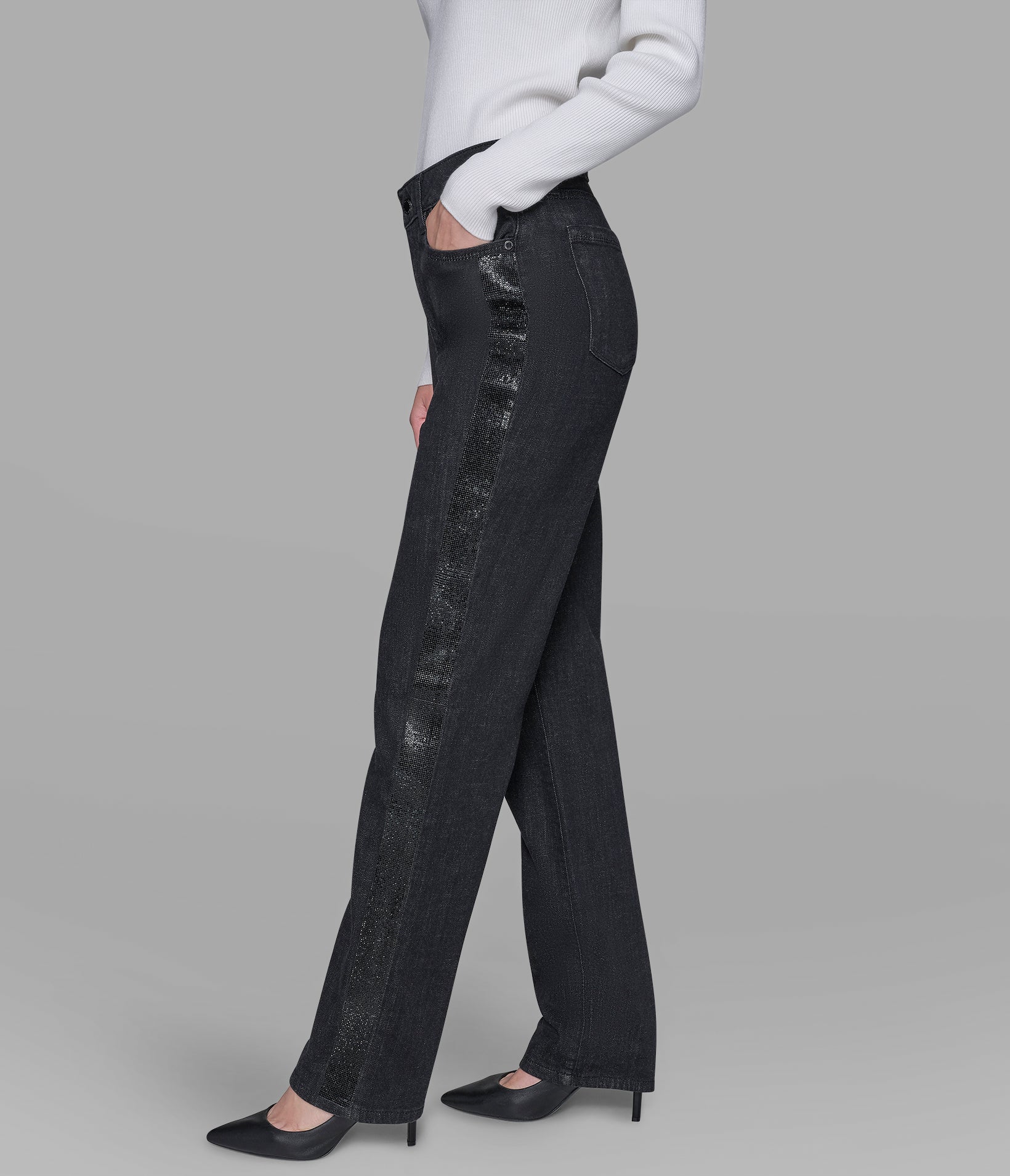 RHINESTONE TRIM JEAN