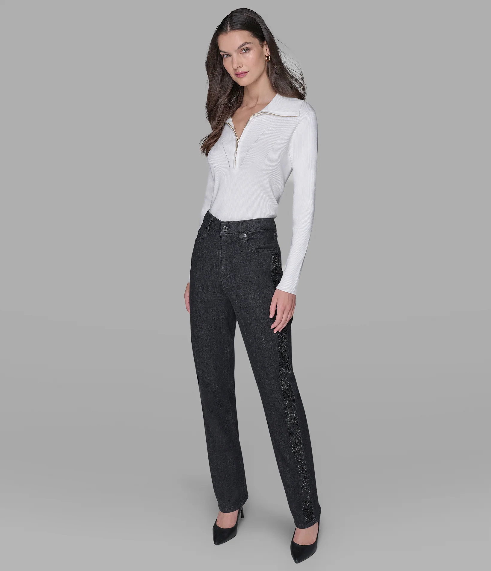 RHINESTONE TRIM JEAN
