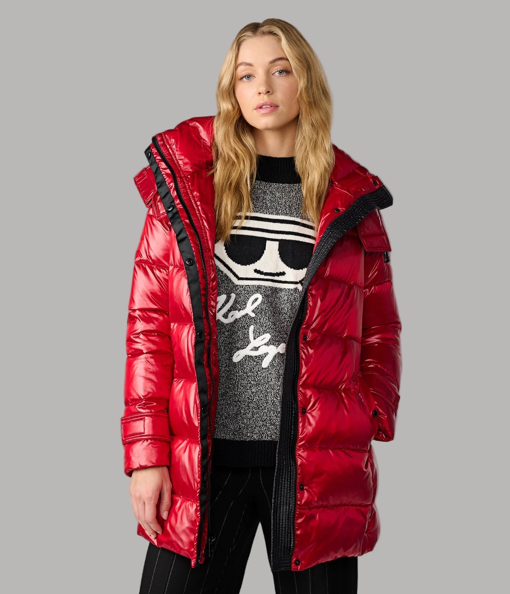 CONTRAST BELTED SHORT PUFFER