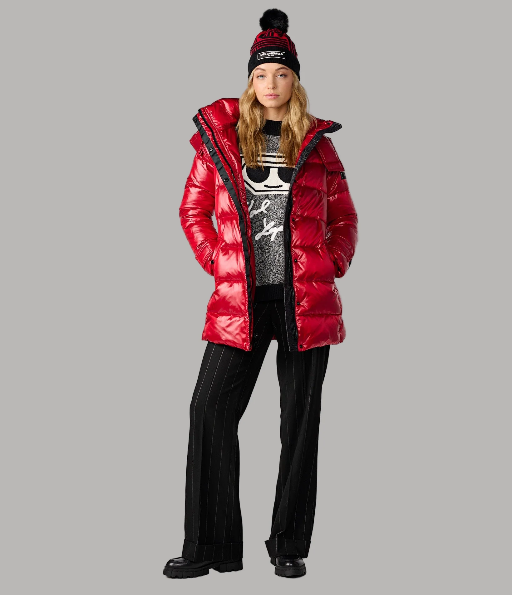 CONTRAST BELTED SHORT PUFFER
