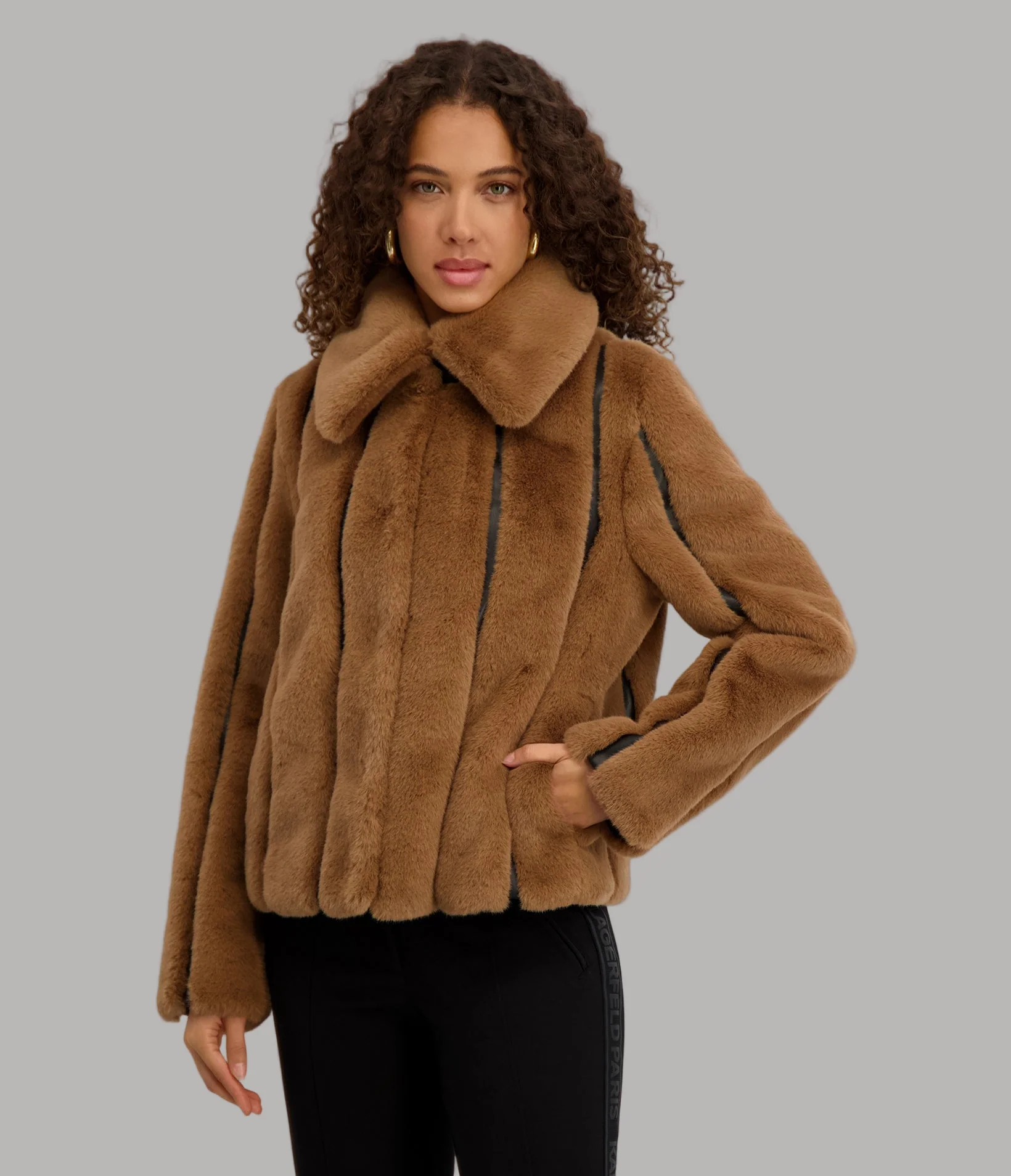 CROPPED FAUX MINK JACKET