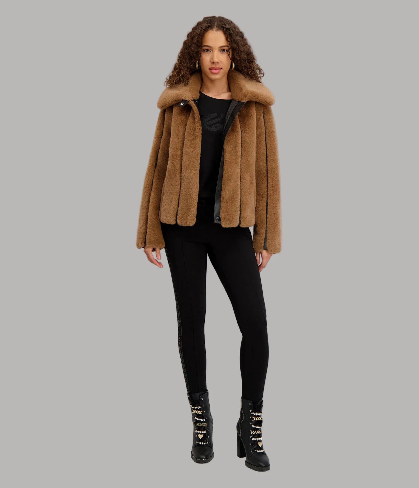 CROPPED FAUX MINK JACKET
