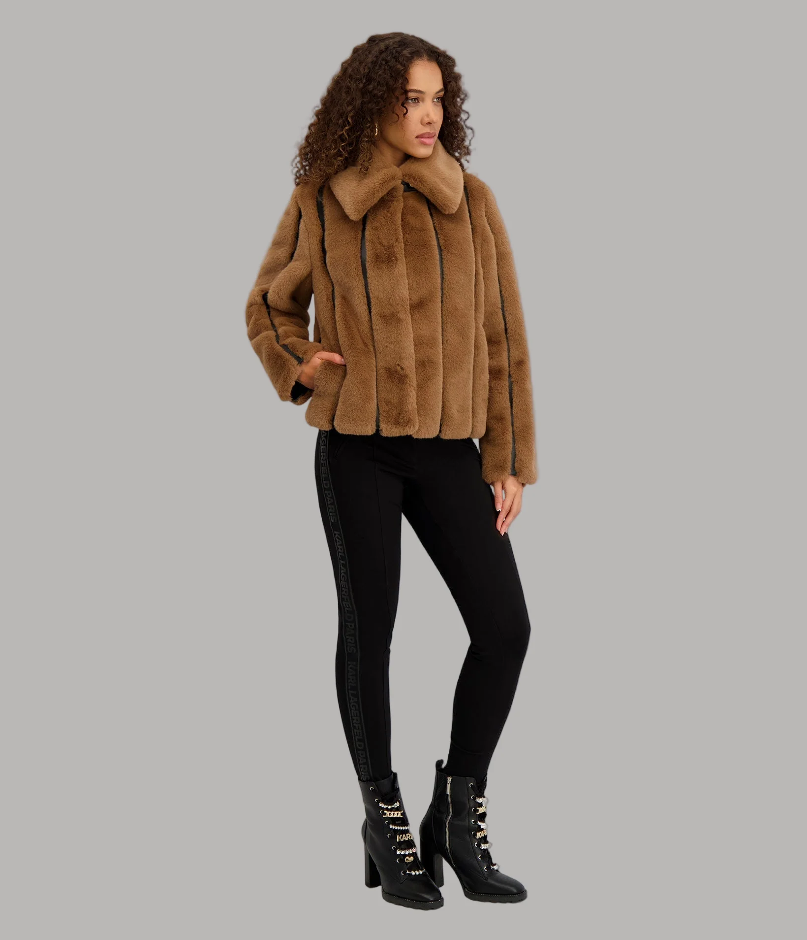 CROPPED FAUX MINK JACKET
