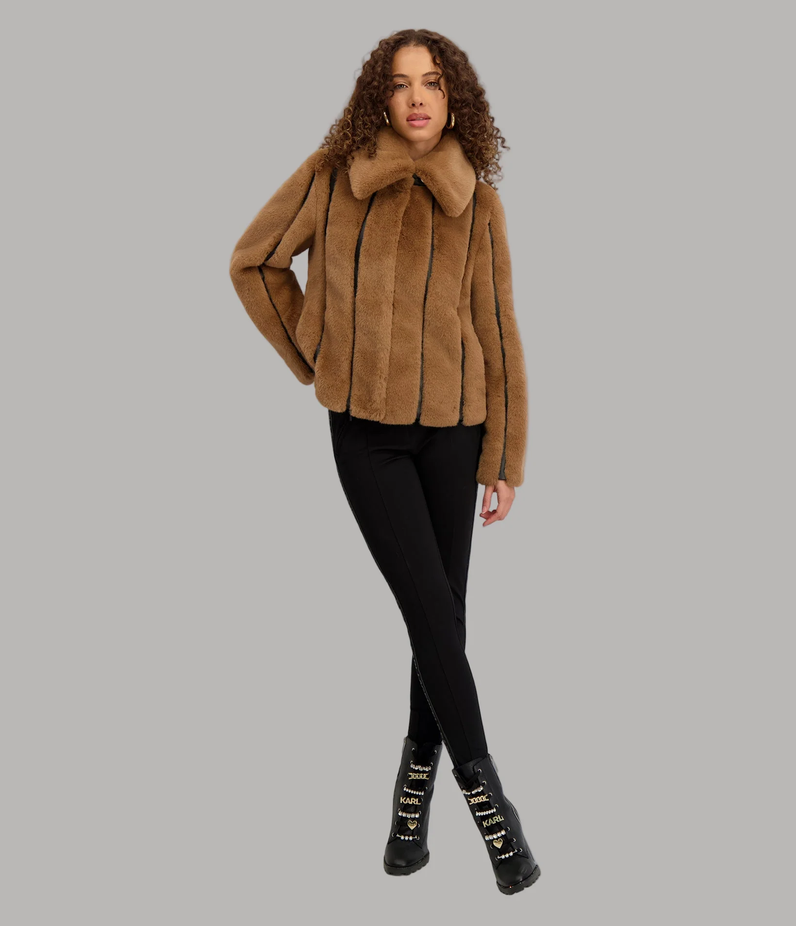 CROPPED FAUX MINK JACKET