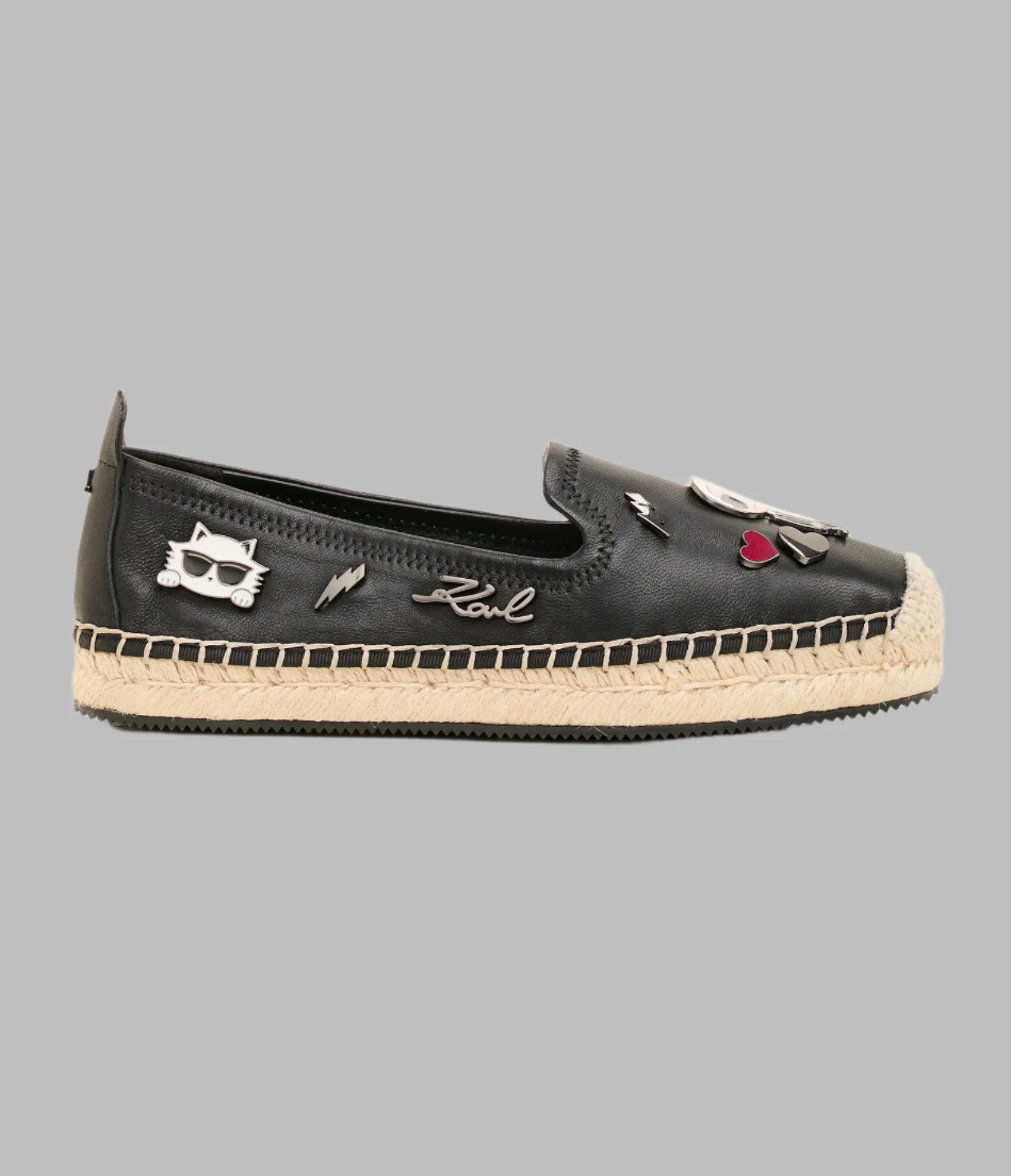 MICHAELA LEATHER PIN SLIP-ON FLAT ESPADRILLE
