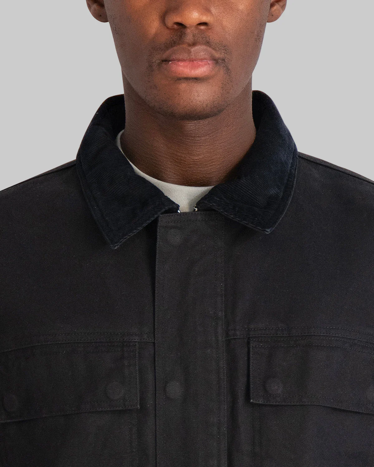 WAXED COTTON FIELD JACKET WITH CORDUROY COLLAR