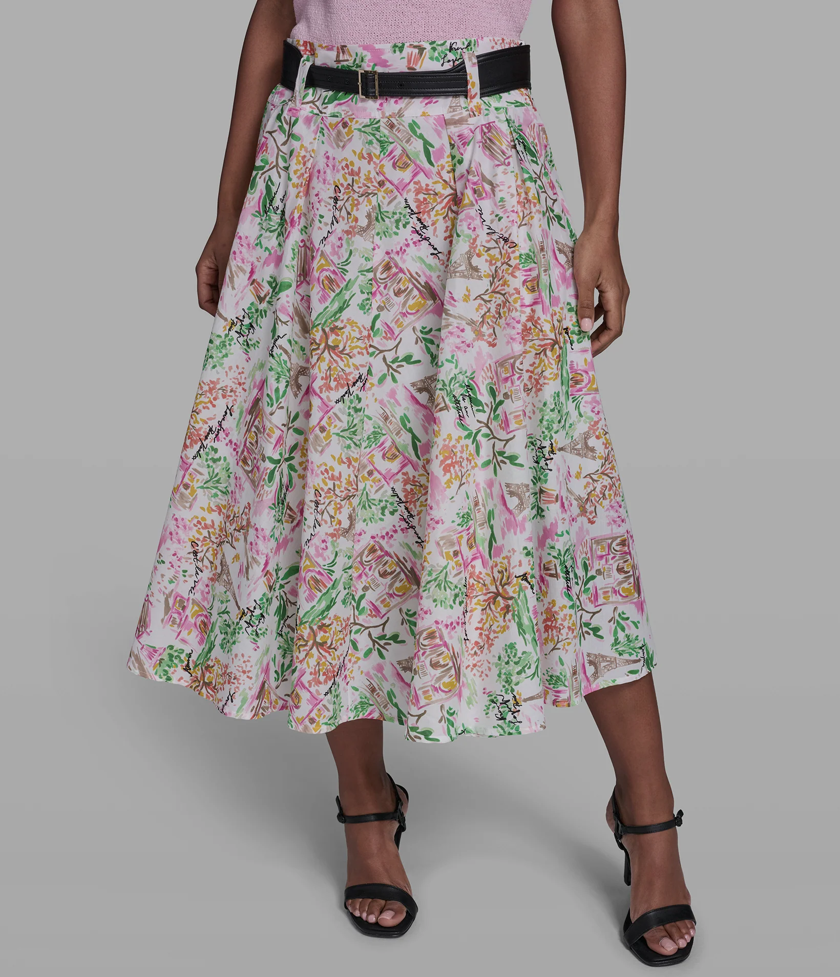 PRINTED MIDI A-LINE SKIRT