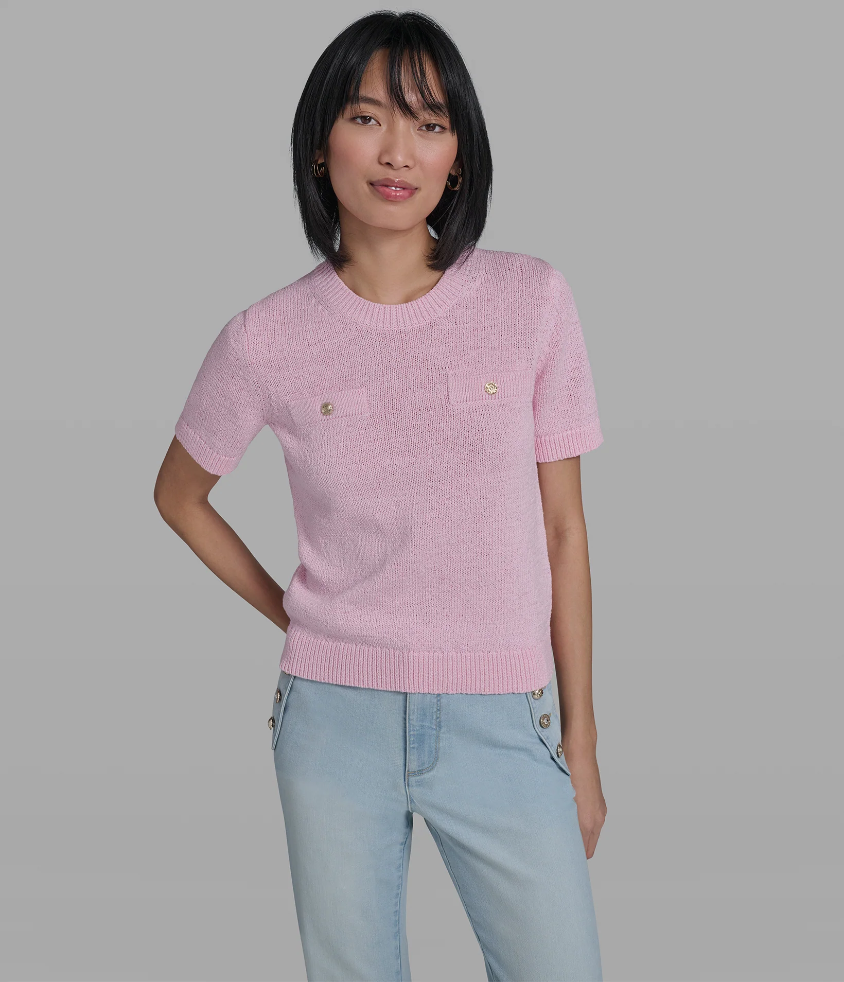 COTTON-BLEND DOUBLE POCKET SWEATER